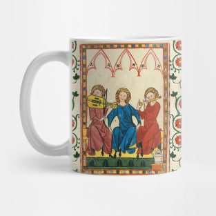 MEDIEVAL MUSIC AND MUSICIANS ,ANTIQUE MINIATURE WITH WILD ROSES Mug